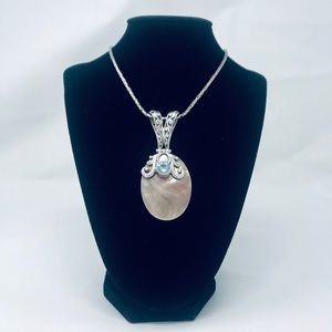 Mother of Pearl BlueTopaz Sterling Silver Pendant